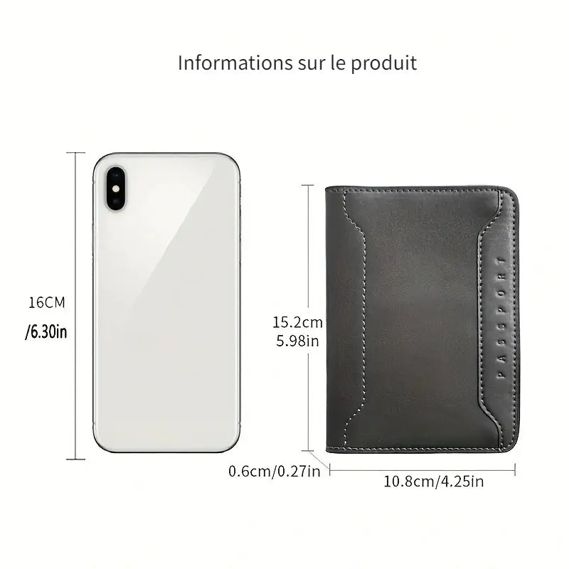 Protège-passeport en cuir marron  Étui voyage multifonction avec porte-cartes et cordon de sécurité