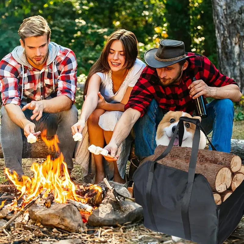 Sac de Transport de Bois de Chauffage Extérieur – Grande Capacité et Durable pour Camping, Feu de Camp et Jardinage
