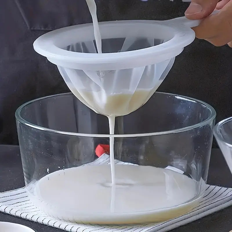 Filtre à Lait Végétal Réutilisable avec Manche – Passoire Fine pour Jus, Lait d’Amande, Soja et Cuisine Maison