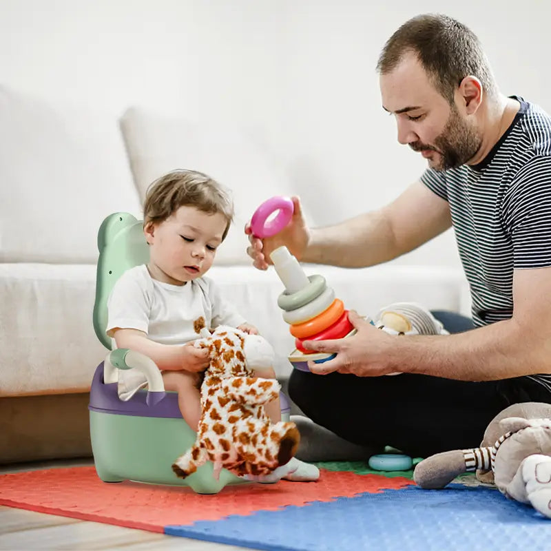 Pot de toilette bébé grenouille – Siège d’apprentissage ludique avec dossier et bac amovible