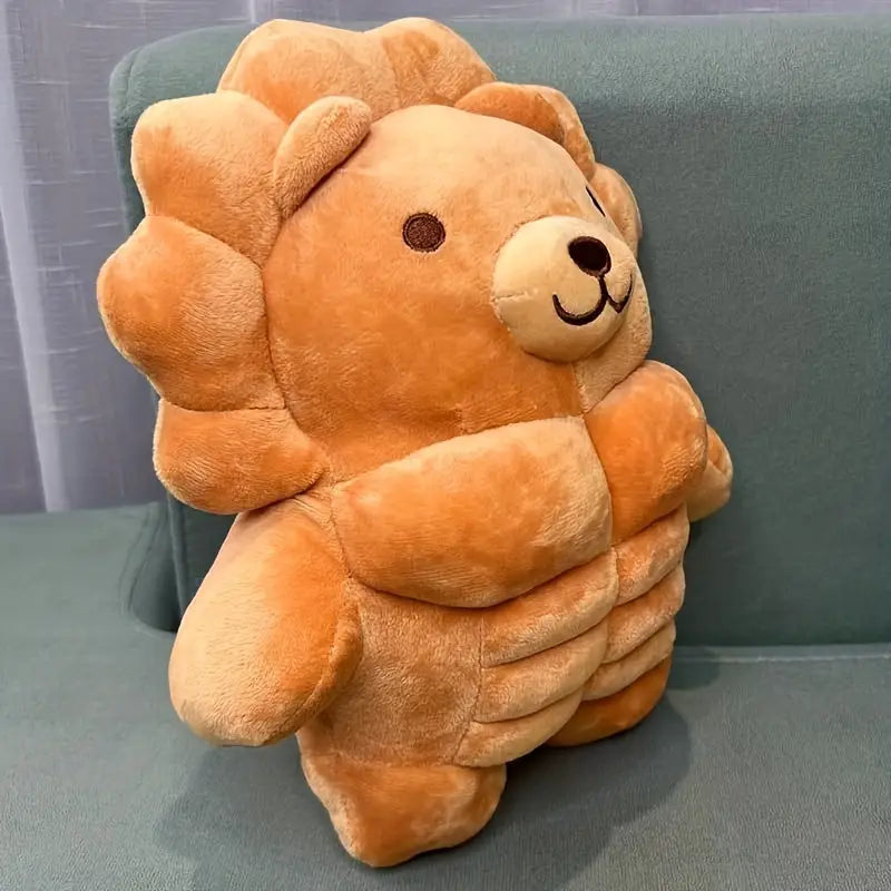 Peluche Lion/Ours Musclé – Doudou Original avec Abdos pour Enfants et Fans de Peluches Amusantes