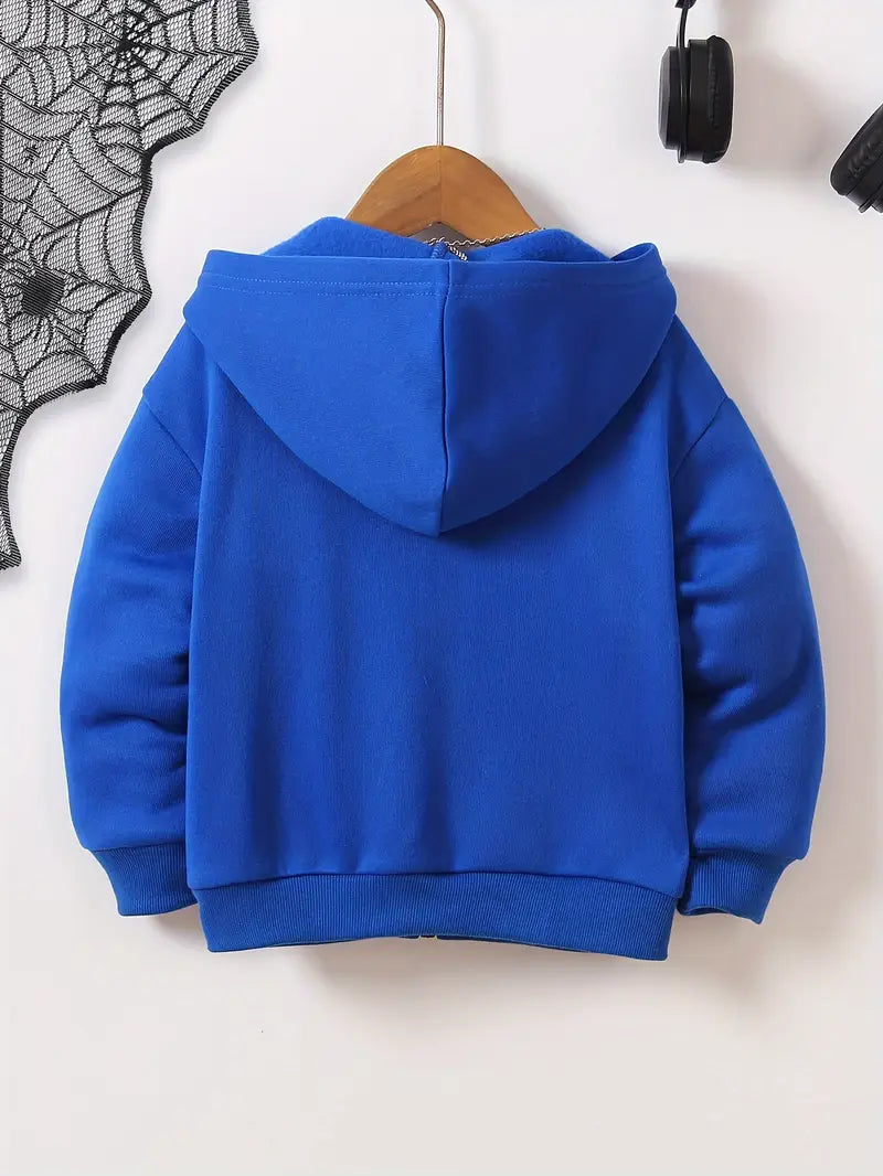Sweat à capuche garçon bleu – Haut tendance avec imprimé Rubik’s Cube coloré, confortable et stylé