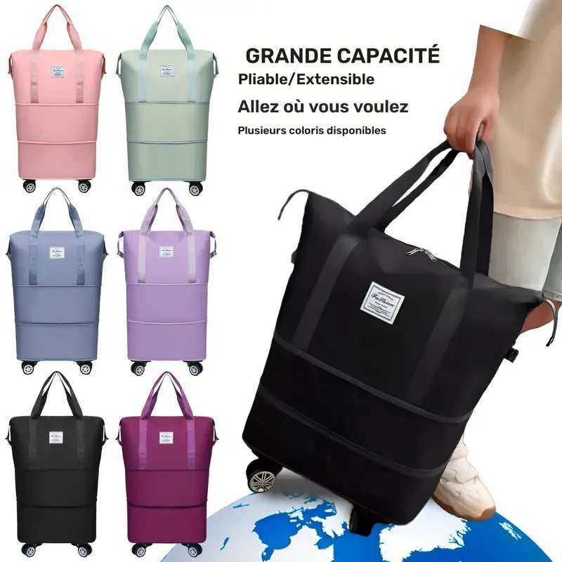 Sac de voyage pliable à roulettes  Bagage grande capacité, léger et pratique