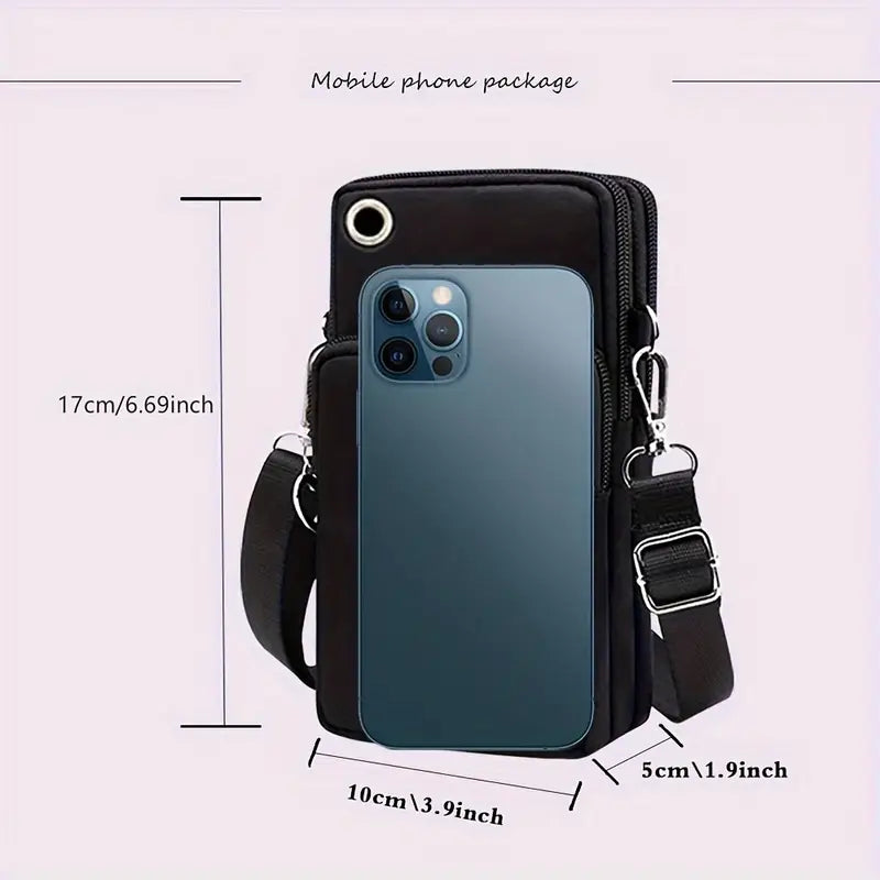 Pochette Ceinture Multifonction pour Smartphone – Étui Compact avec Compartiments, Port Écouteurs et Fermeture Éclair