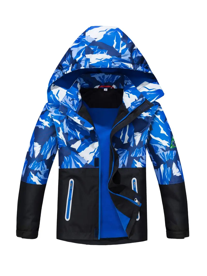 Veste de Ski Enfant avec Capuche – Coupe-Vent Imperméable Chaude pour Sport et Extérieur