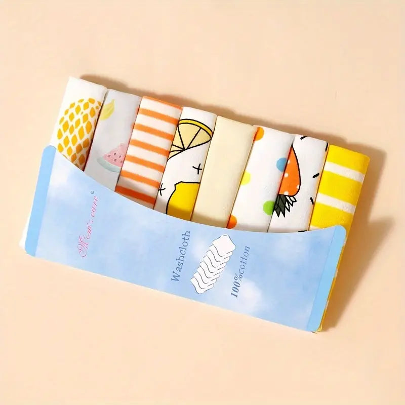 Lot de 8 débarbouillettes bébé 100% coton ultra doux – Lingettes lavables et absorbantes