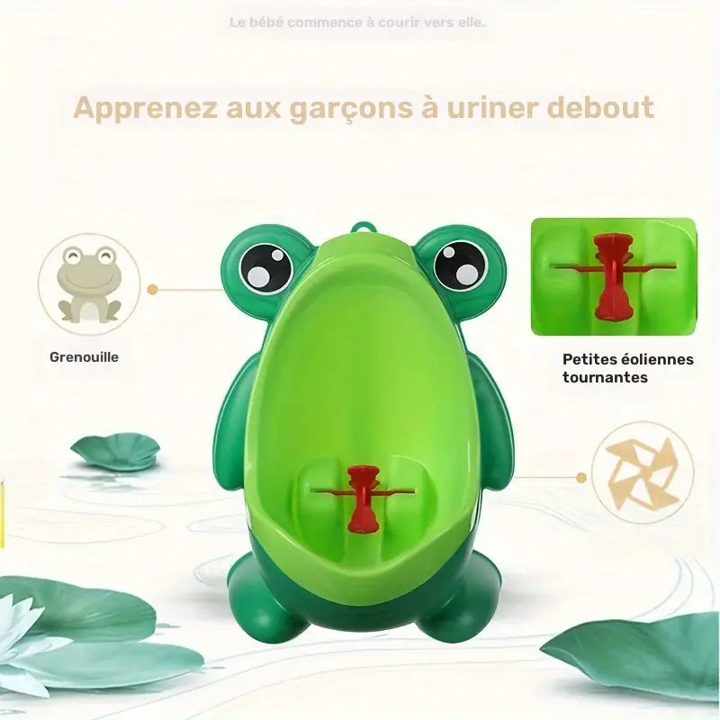 Pot de toilette bébé garçon mural en forme de grenouille – Urinoir ludique avec hélice rotative