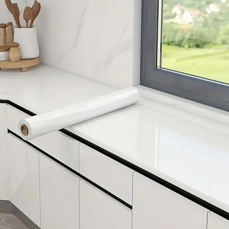 Papier Peint Adhésif Effet Marbre Blanc – Rouleau Étanche et Facile à Poser pour Cuisine, Salle de Bain et Meubles