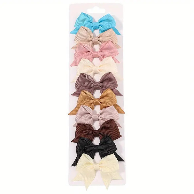 Lot de 10 Barrettes Nœud Colorées en Tissu, Pinces Cheveux Antidérapantes et Confortables pour Filles