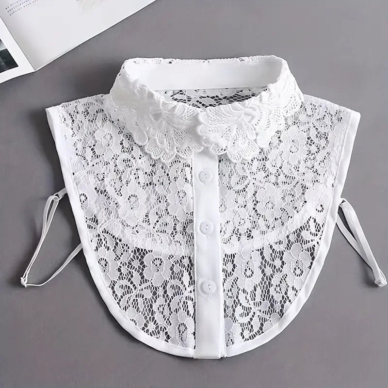 Faux col femme dentelle blanche – Col amovible élégant pour chemisier, pull ou robe