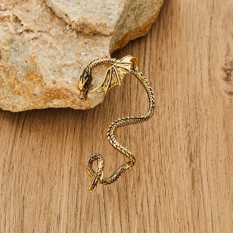 Boucle d’oreille dragon fantasy – Accessoire cosplay médiéval gothique pour déguisement