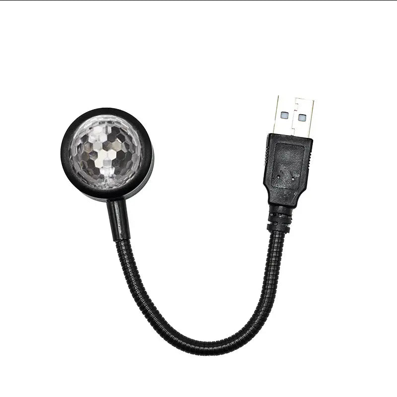 Mini Projecteur LED USB pour Voiture – Éclairage Ambiance Disco Multicolore pour Fêtes et Soirées
