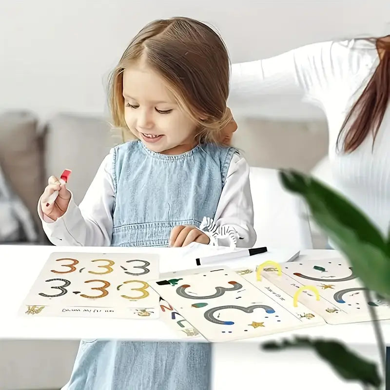 Cahier effaçable pour apprentissage de l’écriture – Livre d’activités réutilisable pour enfants, lettres et tracés ludiques