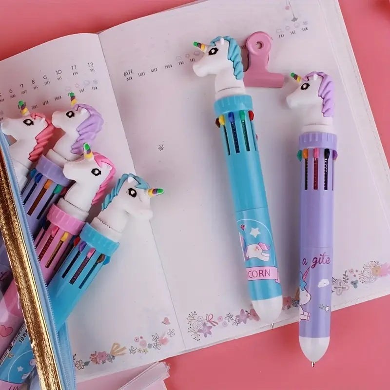 Stylo multicolore licorne 10 en 1 – Stylos fantaisie pour enfants, parfaits pour l’école ou les cadeaux