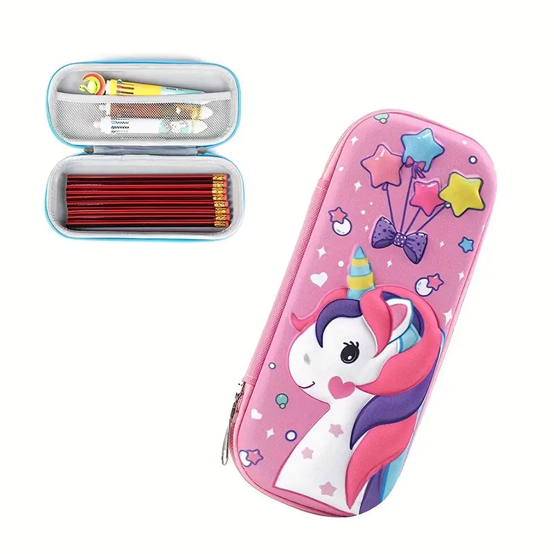 Trousse Scolaire Rigide Enfant Motif Astronaute et Dinosaure – Étui Crayons et Stylos