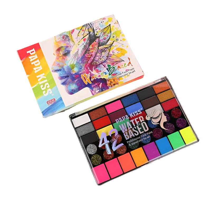 Palette Maquillage Artistique Visage & Corps – 42 Couleurs Ultra Pigmentées et Pailletées