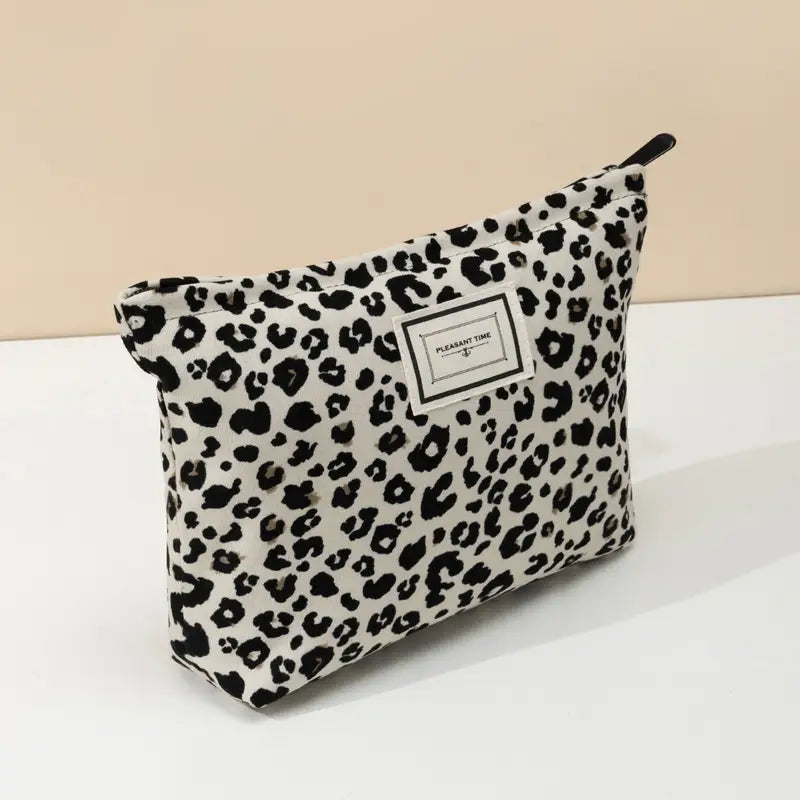Trousse de maquillage imprimé léopard Pochette cosmétique tendance, pratique et spacieuse