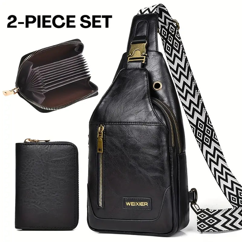 Ensemble sac banane et portefeuille assorti – Design élégant en cuir pour homme