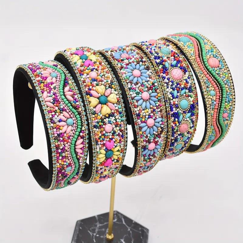 Serre-tête femme bohème chic perlé multicolore – Accessoire cheveux élégant et tendance