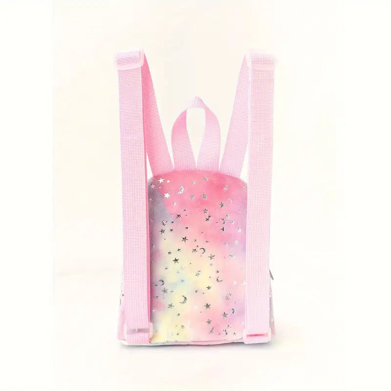 Sac à dos enfant fille pailleté – Motif étoiles et lunes, style licorne pastel violet