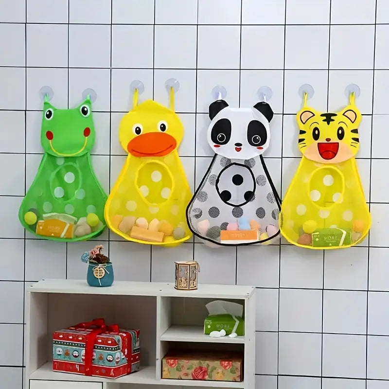 Filet de Rangement Jouets Bain Bébé – Pochette Murale Animaux (Grenouille, Panda, Canard, Tigre)