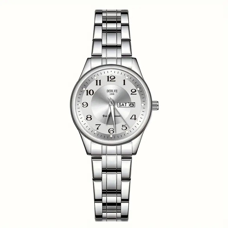 Montre femme acier bicolore argent et or – Quartz lumineux avec affichage date