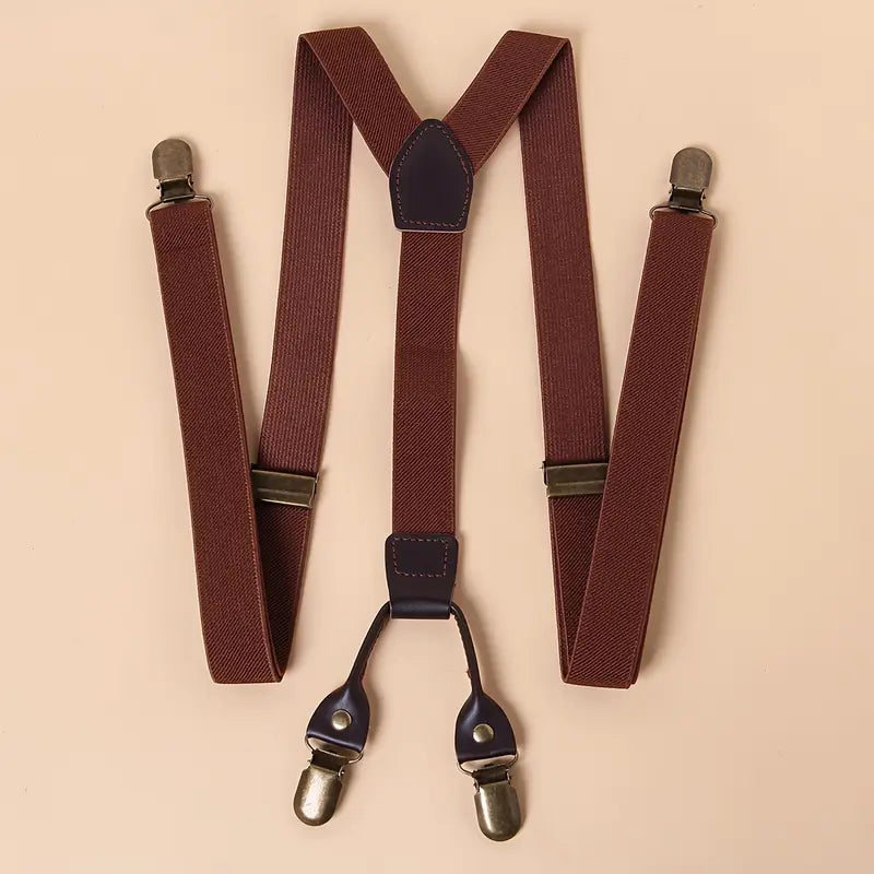 Bretelles homme réglables – Style classique avec clips métalliques et finitions cuir