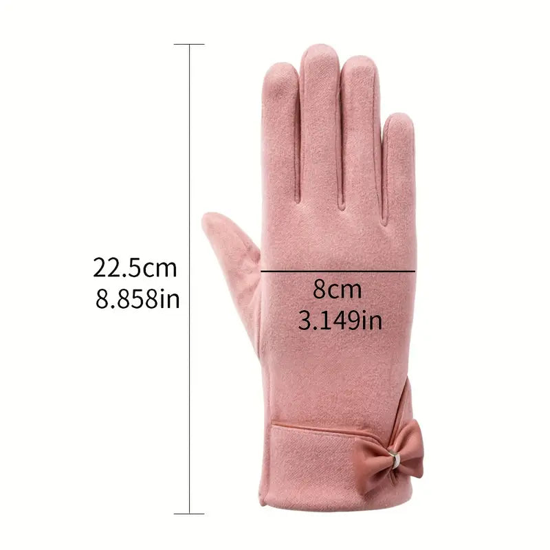 Gants femme élégants en laine chaude avec nœud décoratif – Accessoire chic pour l’hiver