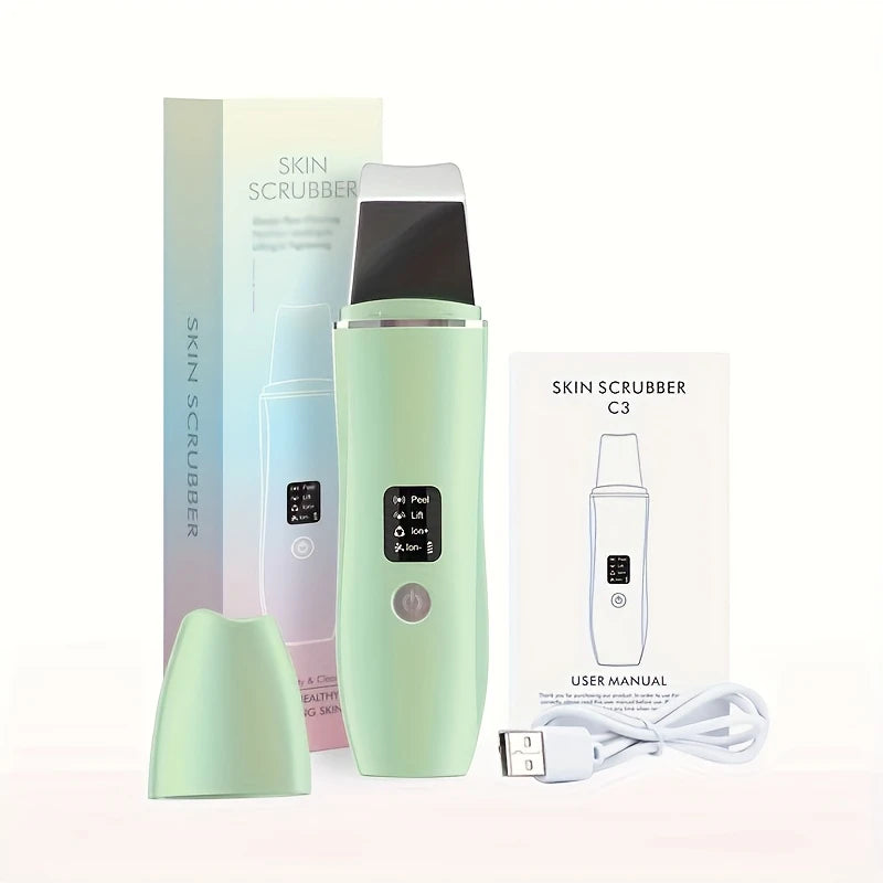Spatule Ultrason Visage – Nettoyeur de Peau Rechargeable 4 Modes (Peel, Lift, Ion+), Soin Profond & Anti-Imperfections
