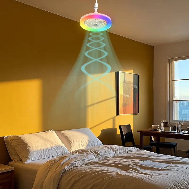 Ventilateur de Plafond LED avec Lumière RGB et Télécommande – Éclairage Réglable Multicolore et Ventilation Silencieuse