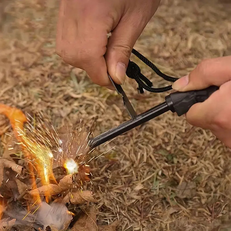 Allume-feu magnésium avec grattoir multifonction – Pierre à feu portable pour camping, survie et randonnée