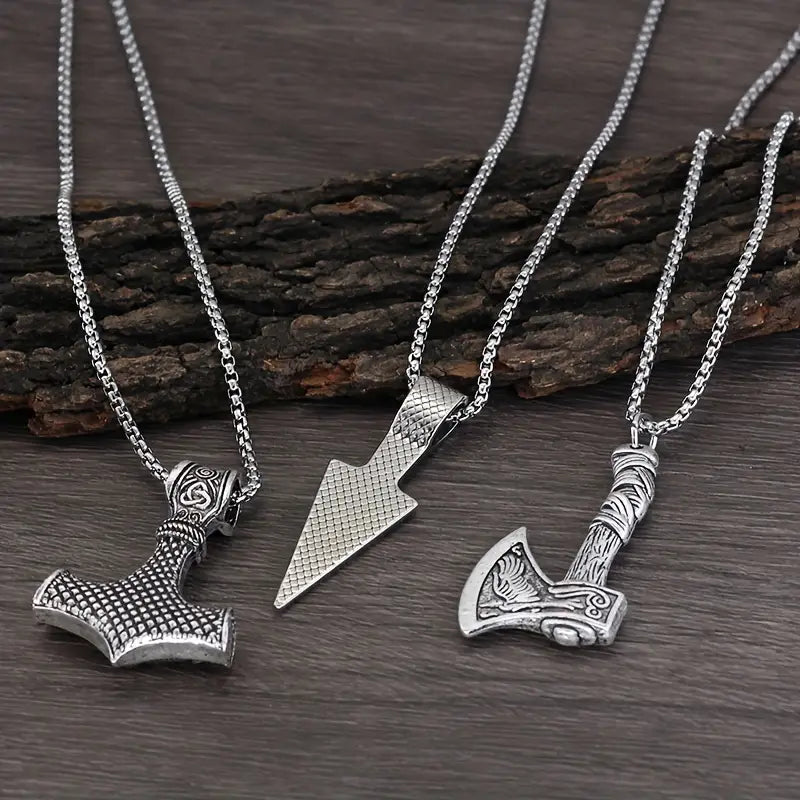 Collier homme viking pendentif hache et marteau de Thor – Chaîne acier inoxydable nordique