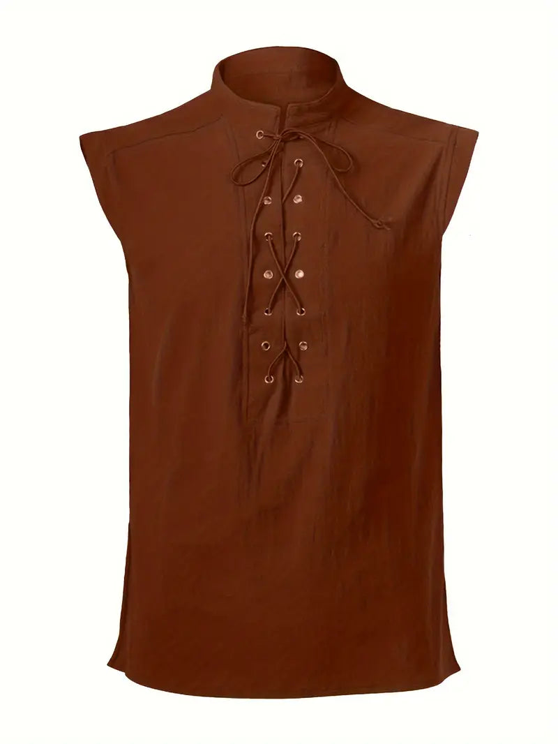 Débardeur fantaisie homme – Top sans manches à lacets style médiéval tendance