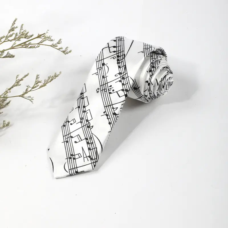 Cravate noire homme à motifs notes de musique roses – Accessoire élégant pour musiciens et soirées habillées