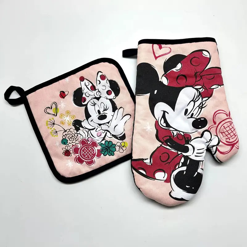 Lot de 2 gants de cuisine Disney Minnie Mouse avec manique assortie