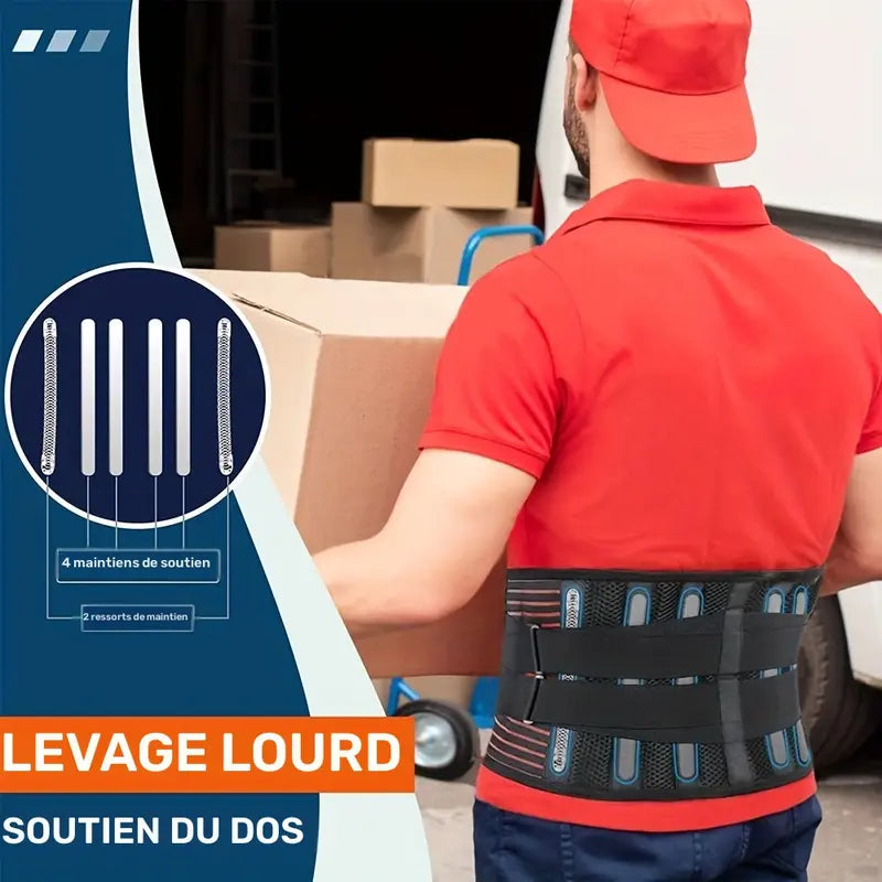 Ceinture lombaire de maintien renforcée – Soutien dos avec baleines métalliques pour sport et rééducation