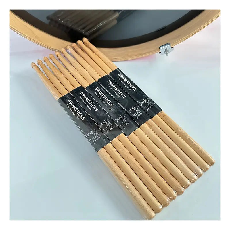Baguettes de Batterie Professionnelles en Bois d’Érable – Lot de 2/5/10 Paires, Accessoire Idéal pour Débutants et Batteurs Confirmés