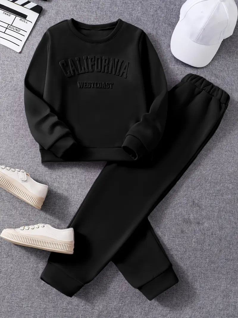 Ensemble fille 2 pièces beige – Survêtement confortable avec sweat et pantalon