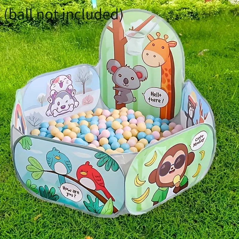 Piscine à balles pliable pour enfants avec motifs animaux – Aire de jeu intérieure et extérieure