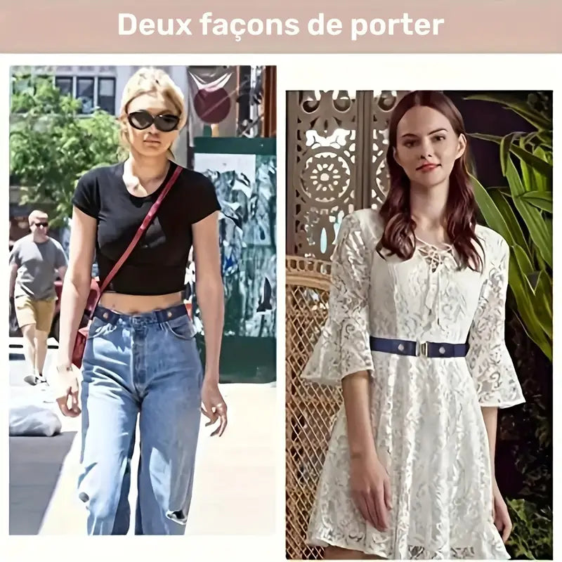 Ceinture élastique femme sans boucle – Ceinture ajustable marron pratique et confortable pour jeans et pantalons