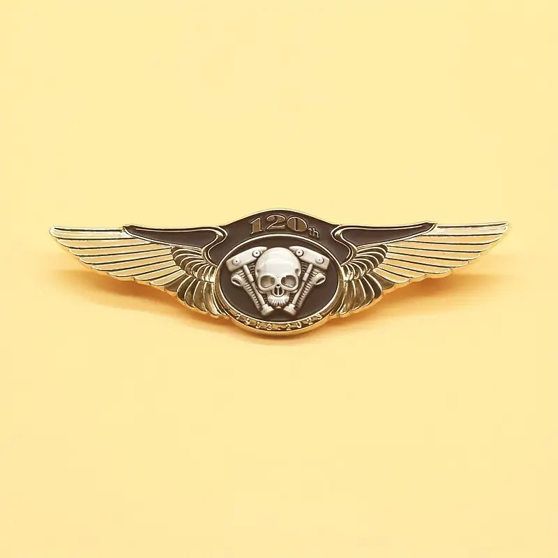 ins moto biker ailé crâne vintage – Broche métallique 120th anniversaire