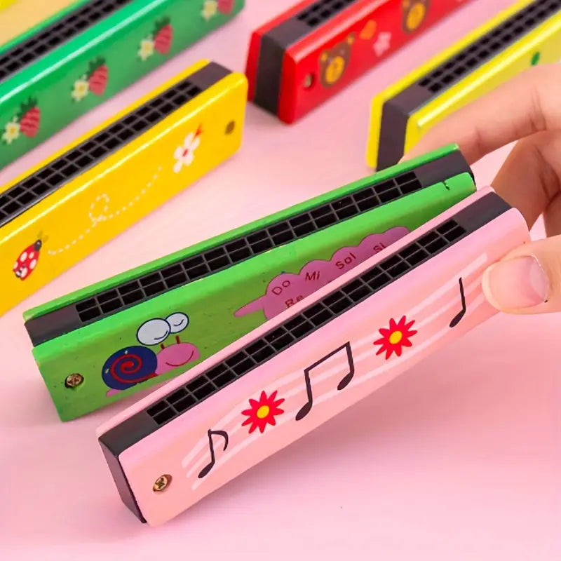 Harmonica en Bois Coloré pour Enfants – Jouet Musical d’Éveil pour Bébé et Tout-Petit