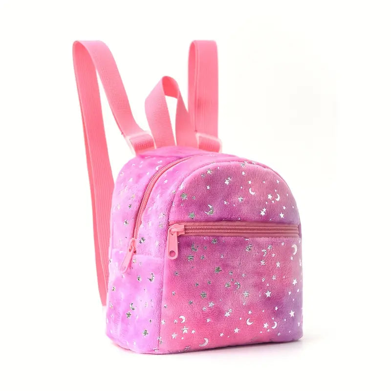Sac à dos enfant fille pailleté – Motif étoiles et lunes, style licorne pastel violet