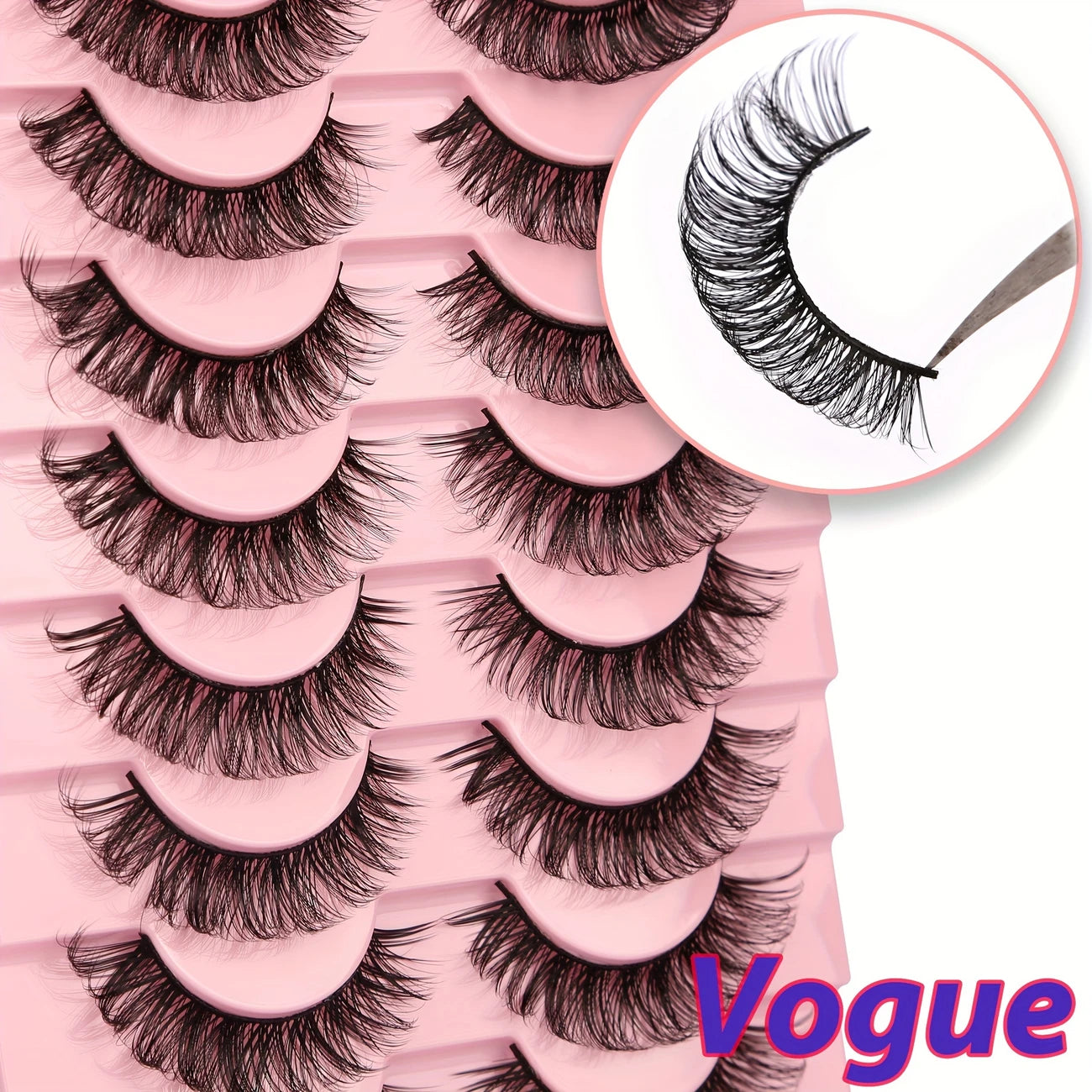 Faux Cils Naturels 3D Effet Croisé – Lot de 10 Paires Ultra Légères et Réutilisables pour un Regard Intense et Glamour