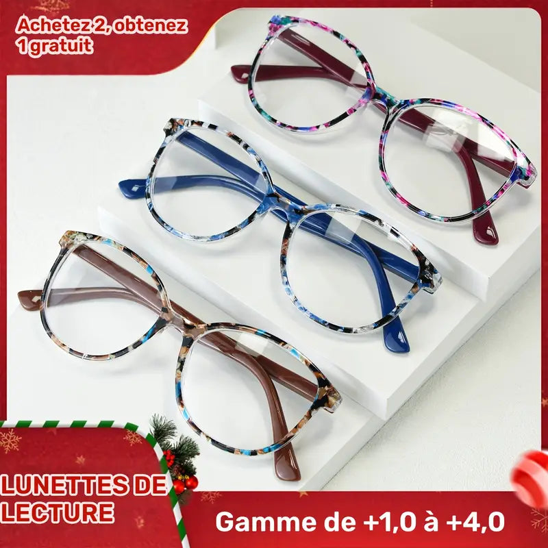 Lunettes de vue femme tendance – Monture transparente multicolore avec branches bleues