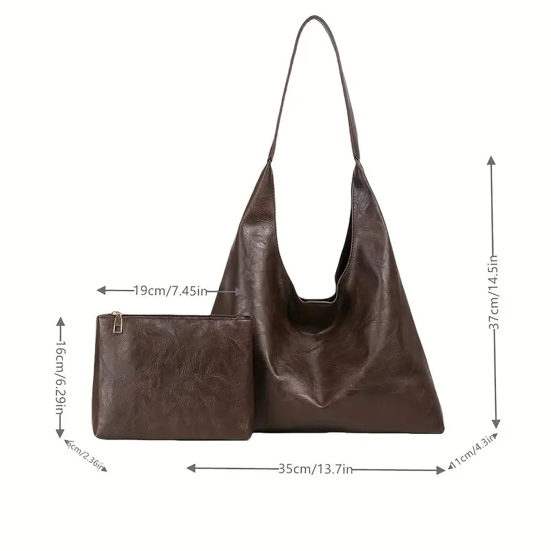 Sac Hobo noir minimaliste pour femme  Grand sac à main souple et élégant en simili cuir