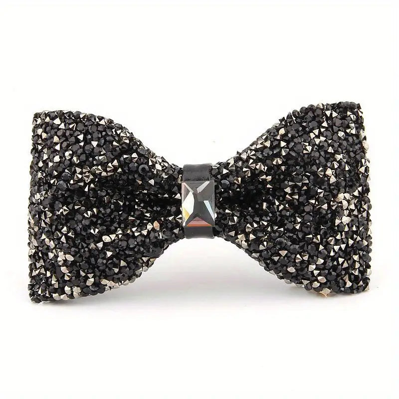 Nœud papillon homme argenté à strass – Accessoire chic et brillant pour mariage, soirée et gala