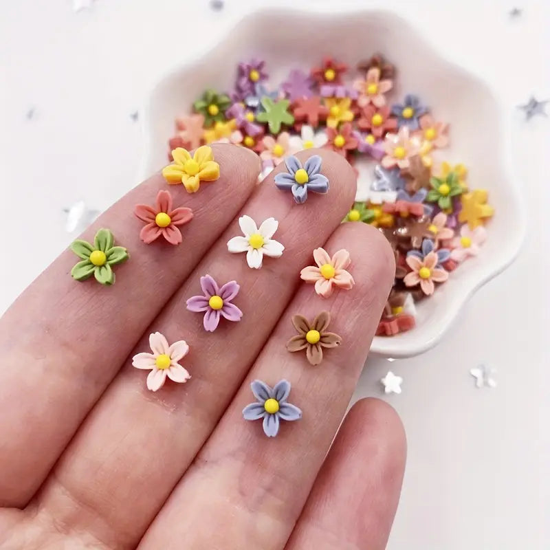 Décorations Fleurs 3D pour Nail Art – Lot de Fleurs Multicolores en Résine pour Manucure Créative
