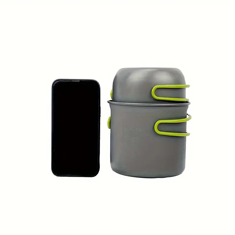 Kit ustensiles de camping léger – Popote en aluminium avec couverts pliables et sac de transport