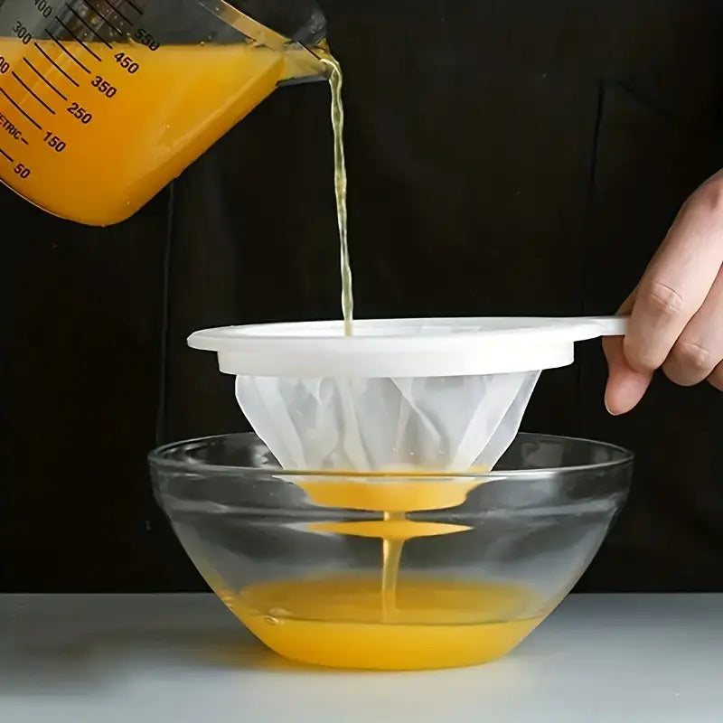 Filtre à Lait Végétal Réutilisable avec Manche – Passoire Fine pour Jus, Lait d’Amande, Soja et Cuisine Maison